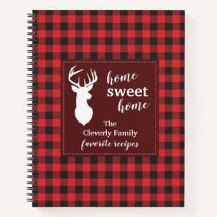 Carnet Buffalo noir et rouge Plaid Recettes de vacances f