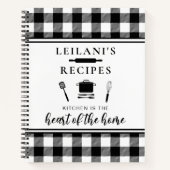 Carnet Buffalo Plaid Kitchen is Heart Home White Recette (Devant)