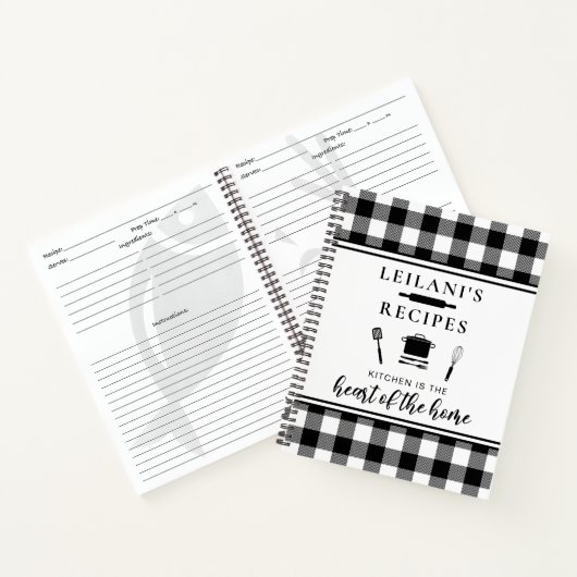 Carnet Buffalo Plaid Kitchen is Heart Home White Recette (Intérieur)