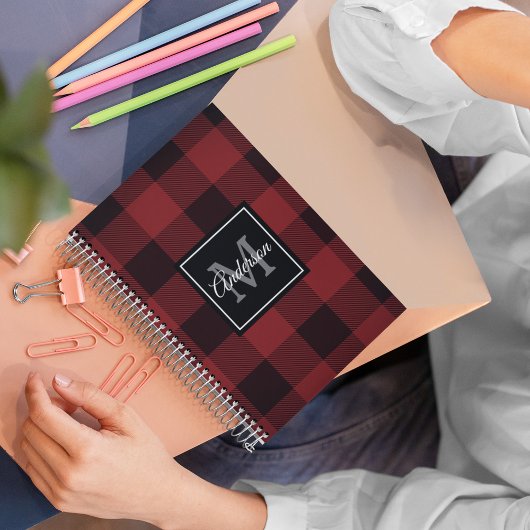 Carnet Buffalo rouge abattu | Initiale personnelle | Cade