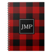 Carnet Buffalo rouge moderne placé personnel initial (Devant)