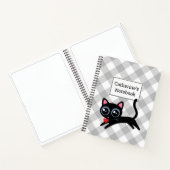 Carnet Buffle gris personnalisable Plaid Chat Kitty Noir (Intérieur)