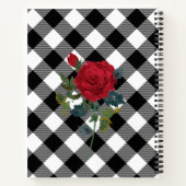 Carnet Buffle noir et blanc plaid Rose rouge personnalisa (Dos)