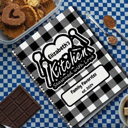 Carnet Buffle noir et blanc rustique Plaid Cuisine person