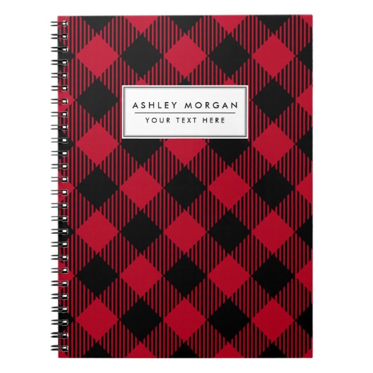Carnet Buffle rouge et noir, Motif Plaid (Devant)