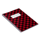Carnet Buffle rouge et noir, Motif Plaid (Côté Droit)