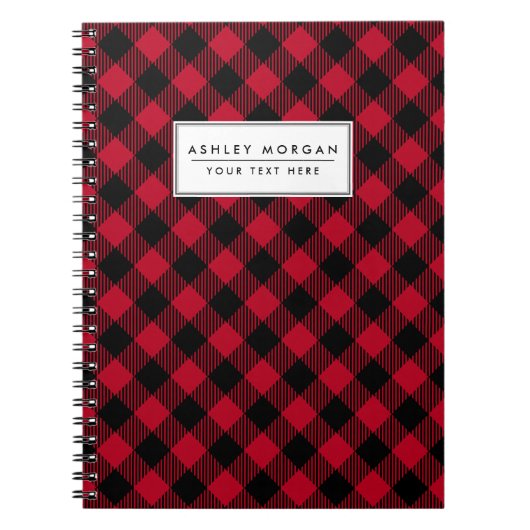 Carnet Buffle rouge et noir, Motif Plaid (Devant)