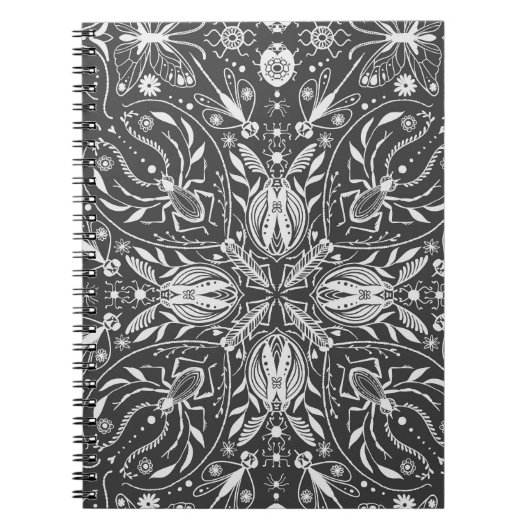 Carnet Bugs, blanc cassé sur noir (Devant)