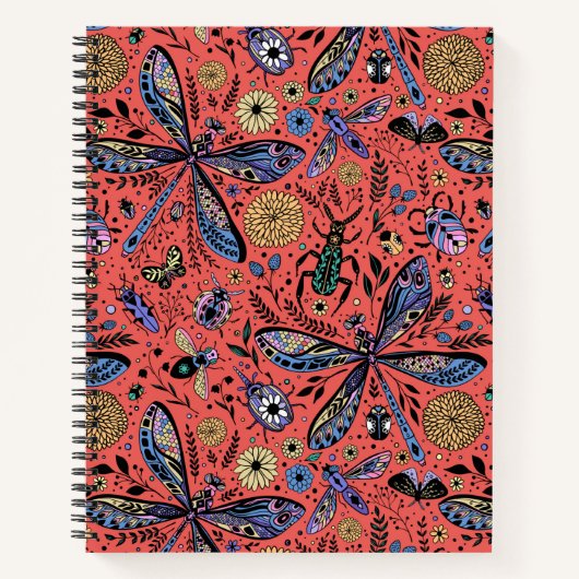 Carnet Bugs de Doodle sur corail rouge (Devant)