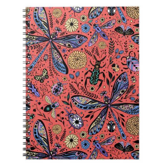Carnet Bugs de Doodle sur corail rouge (Devant)