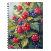 Carnet Buisson de framboises mûres aquarelle fruit (Devant)