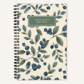 Carnet Buisson de myrtilles à l'aquarelle moderne (Recto)