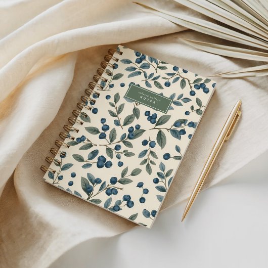 Carnet Buisson de myrtilles à l'aquarelle moderne
