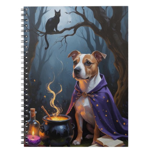 Carnet Bull Terrier Chien Whimsical Halloween Peinture (Devant)