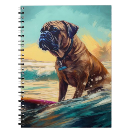 Carnet Bullmastiff Beach Surfing Peinture (Devant)