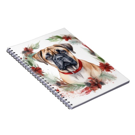 Carnet Bullmastiff Noël Wreath Festive Pup (Côté Droit)