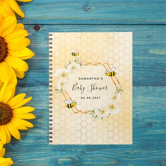Carnet Bumble abeille nid d'abeille baby shower de fleurs