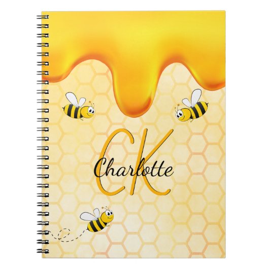 Carnet Bumble abeilles miel nid d'abeille goutte de miel  (Devant)