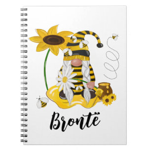 Carnet Bumble Bee Sunflower Personalised Gnome Notebook