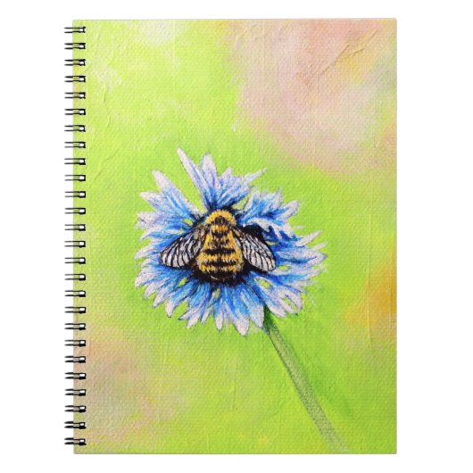 Carnet Bumble Bee sur une peinture à fleurs (Devant)