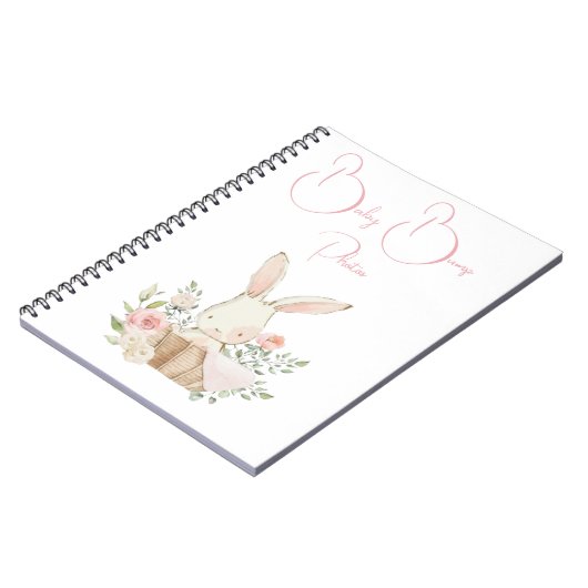 Carnet Bump Grossesse lapin rose Script Photo (Côté gauche)