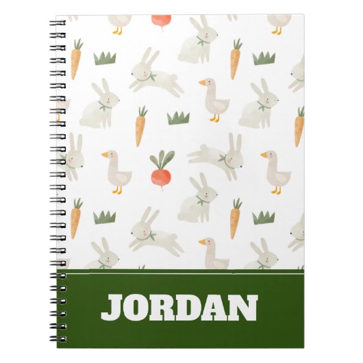 Carnet Bunnies & Canards sur le Motif de ferme (Devant)