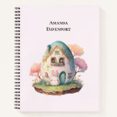 Carnet Bunny Rose & Oeuf Formé Maison Kawaii Style (Devant)