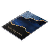 Carnet Bureau de la Parties scintillant en marbre bleu or (Côté gauche)