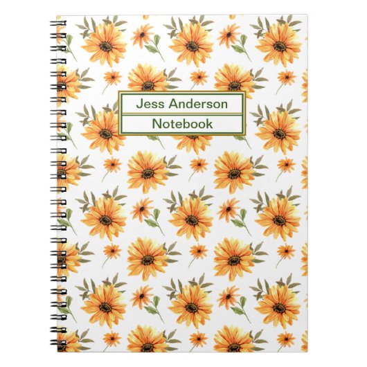 Carnet Bureau de l'école de tournesol botanique jaune (Devant)