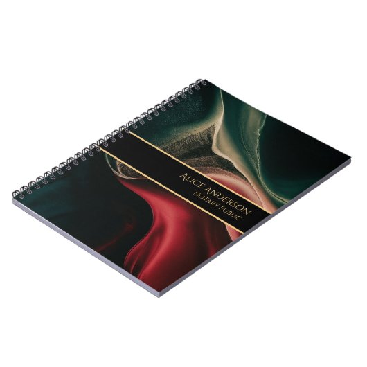 Carnet Bureau de luxe abstrait noir rouge vert or (Côté gauche)