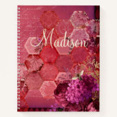 Carnet Burgundy Bee Floral Girly Chic Nom moderne (Devant)