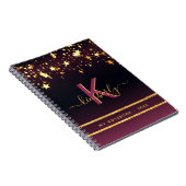 Carnet Burgundy étoiles or noir parties scintillant monog (Côté Droit)