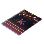 Carnet Burgundy étoiles or noir parties scintillant monog (Côté gauche)