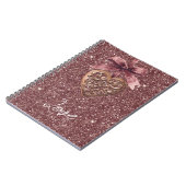 Carnet Burgundy Glitter Bow Heart (Côté gauche)