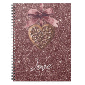 Carnet Burgundy Glitter Bow Heart (Devant)