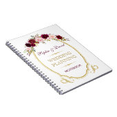 Carnet Burgundy Marsala Floral Mariage de automne Planner (Côté Droit)