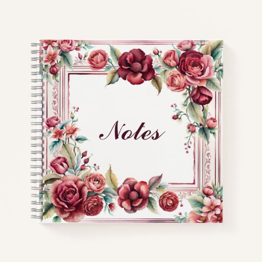 Carnet Burgundy Roses with Elegant Frame (Devant)