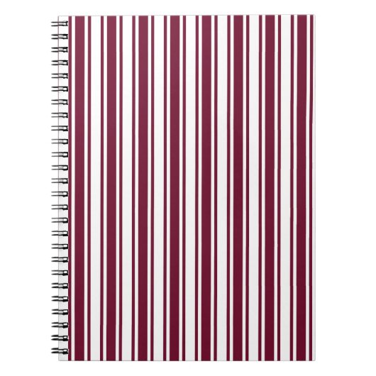 Carnet Burgundy rouge et blanc bonbons rayures (Devant)