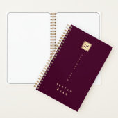 Carnet Burgundy Wine Shiny Gold Elegant Monogram (À l'intérieur)