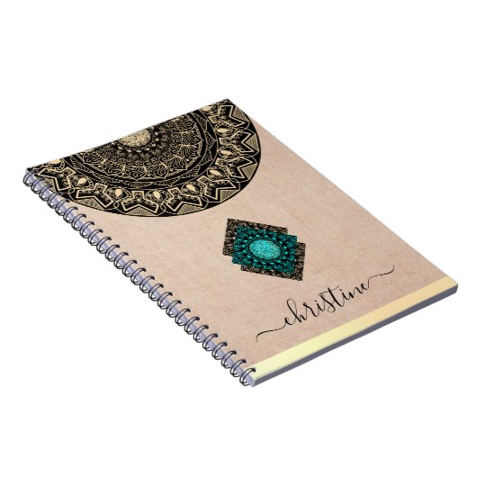 Carnet Burlap Beige Mandala (Côté Droit)