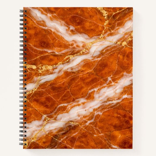 Carnet Burnt Orange Marble with White Swirls & Gold Veins (Devant)