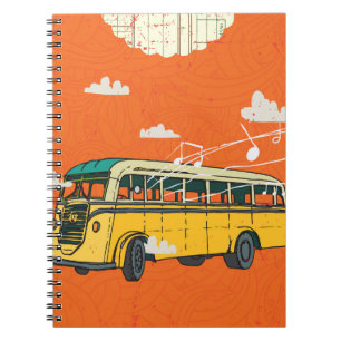 Carnet Bus vintage : Arrière-plan de la texture des nuage