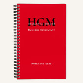 Carnet Business Modern Simple Monogramme Logo Rouge Noir (Recto)