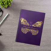 Carnet Butterfly violet or élégant nom