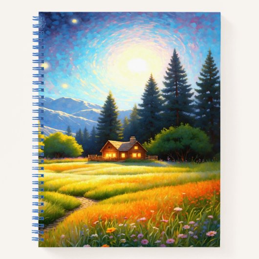Carnet Cabane de forêt de montagne Art (Devant)