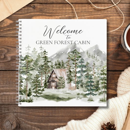 Carnet Cabine d'aquarelle dans la forêt de pins verts
