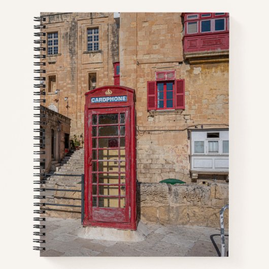 Carnet Cabine téléphonique rouge à La Valette Malte (Devant)