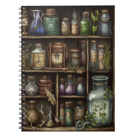 Carnet Cabinet de curiosités sorcières herbes et globes o (Devant)