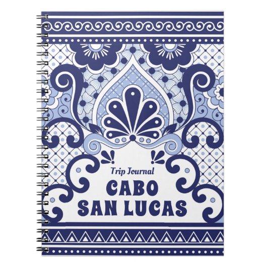 Carnet Cabo San Lucas Bleu & Blanc Carrelage Talavera Mex (Devant)
