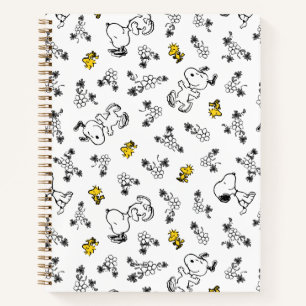 Carnet cacahuètes   Snoopy & Woodstock B&W Flower Motif